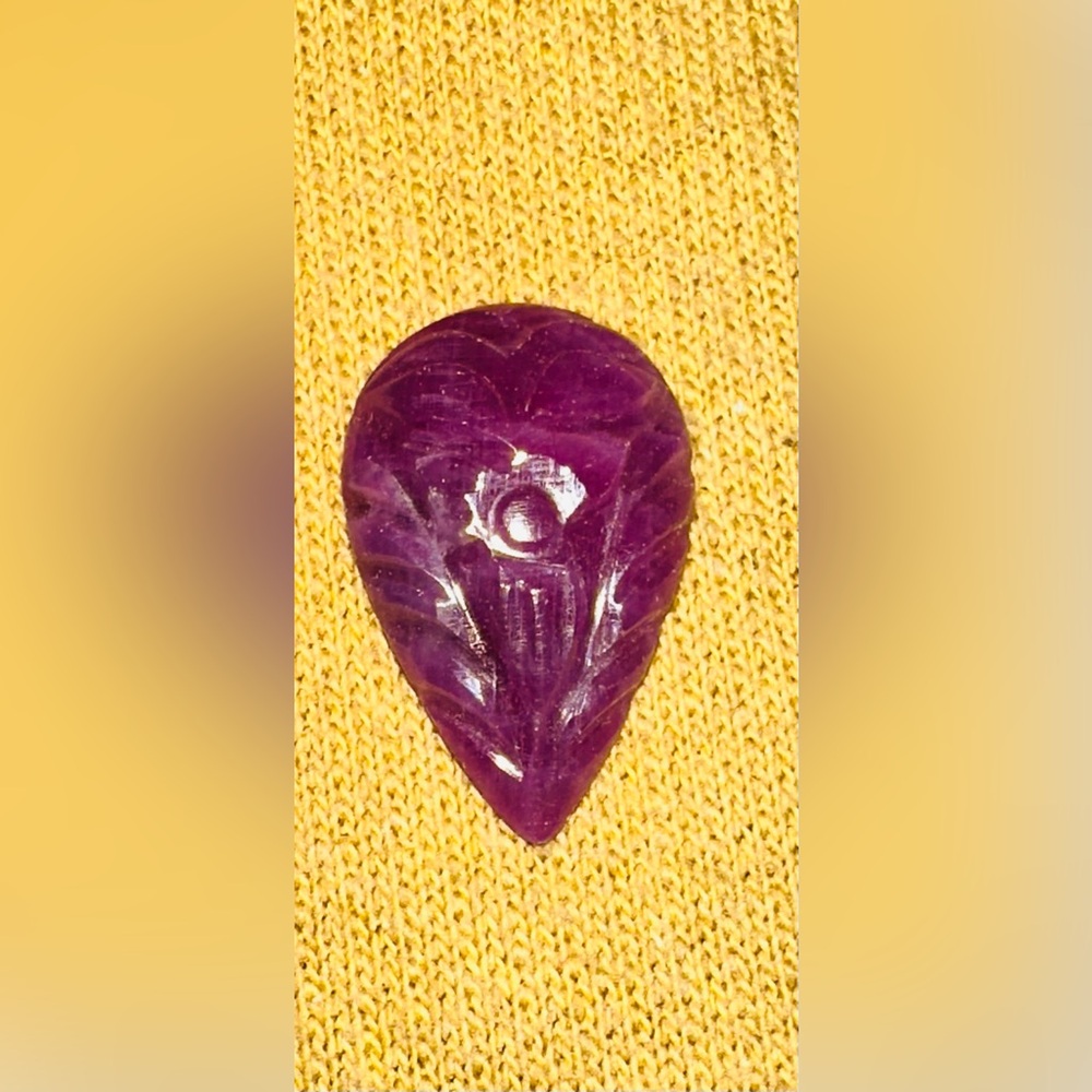 Natural Red Carved loose RUBY Teardrop Pendant With certification